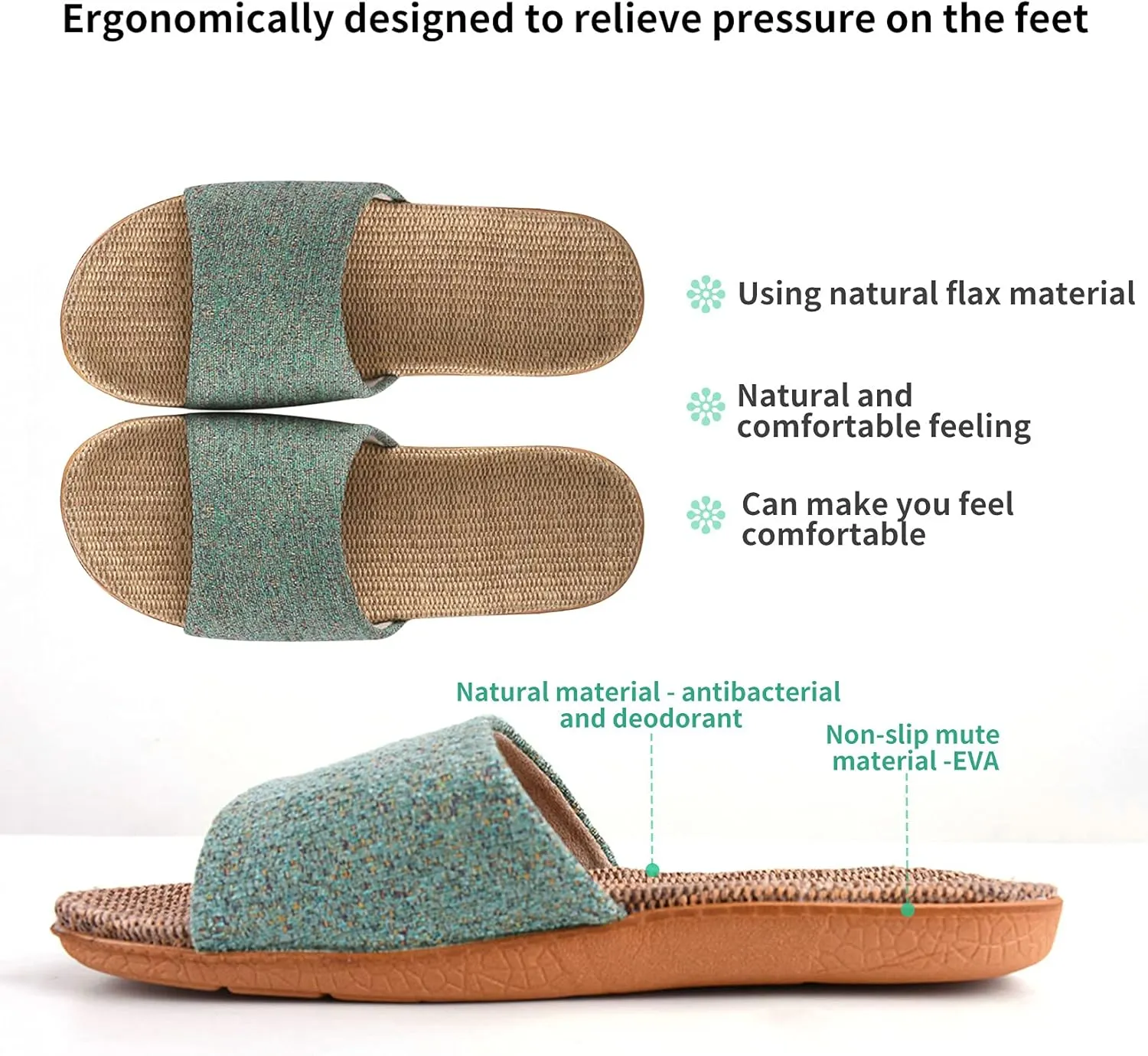 Flax Tatami Slippers No Slip Indoor Slippers Open Toe