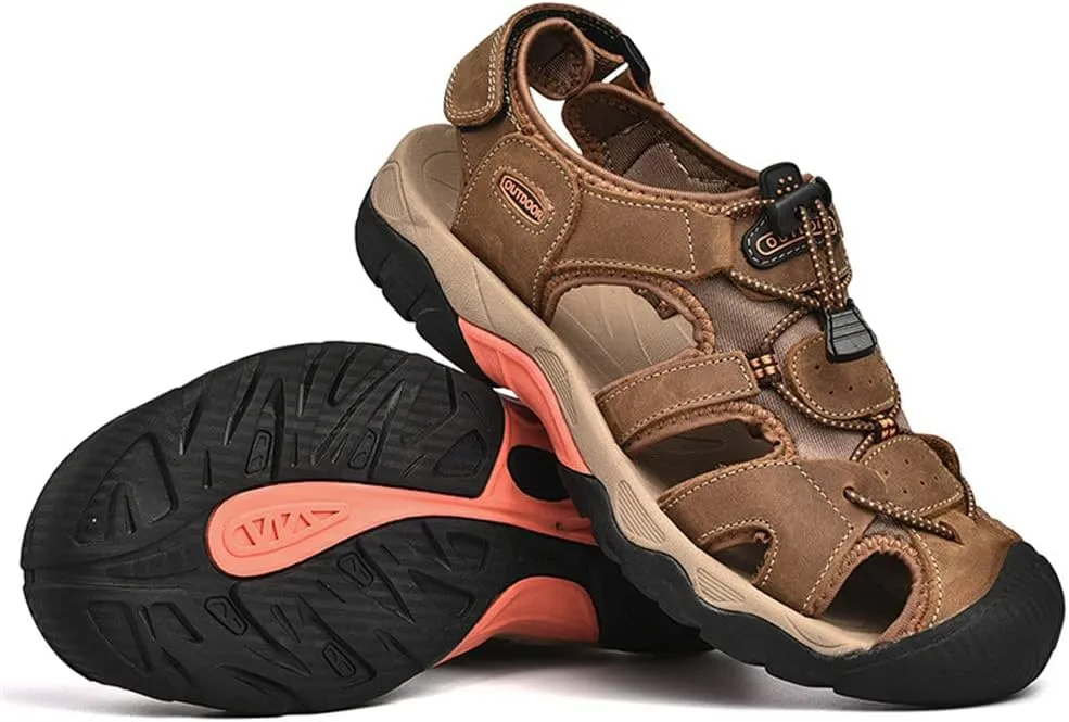 GEXECEUSS Men's Sport Sandals Lightweight Water Shoes Closed Toe Fisherman Sandals Walking Casual Leather Athletic Shoes for Summer Outdoor Beach Wading Boat