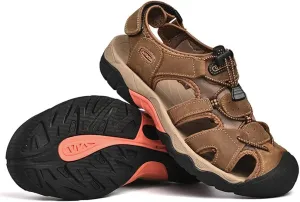 GEXECEUSS Men's Sport Sandals Lightweight Water Shoes Closed Toe Fisherman Sandals Walking Casual Leather Athletic Shoes for Summer Outdoor Beach Wading Boat