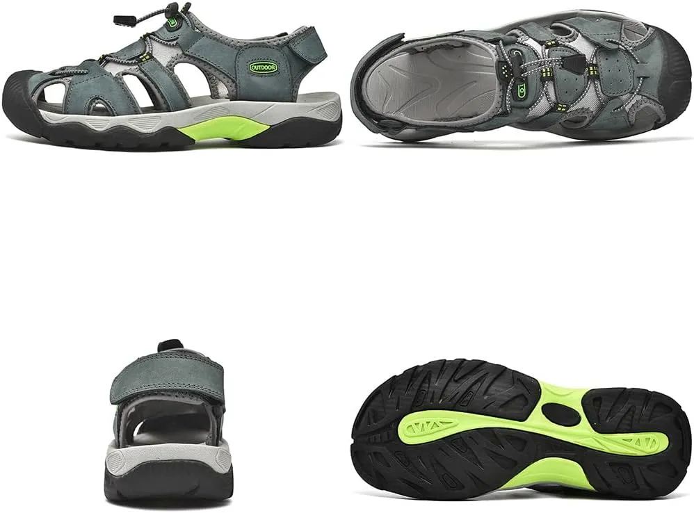 GEXECEUSS Men's Sport Sandals Lightweight Water Shoes Closed Toe Fisherman Sandals Walking Casual Leather Athletic Shoes for Summer Outdoor Beach Wading Boat