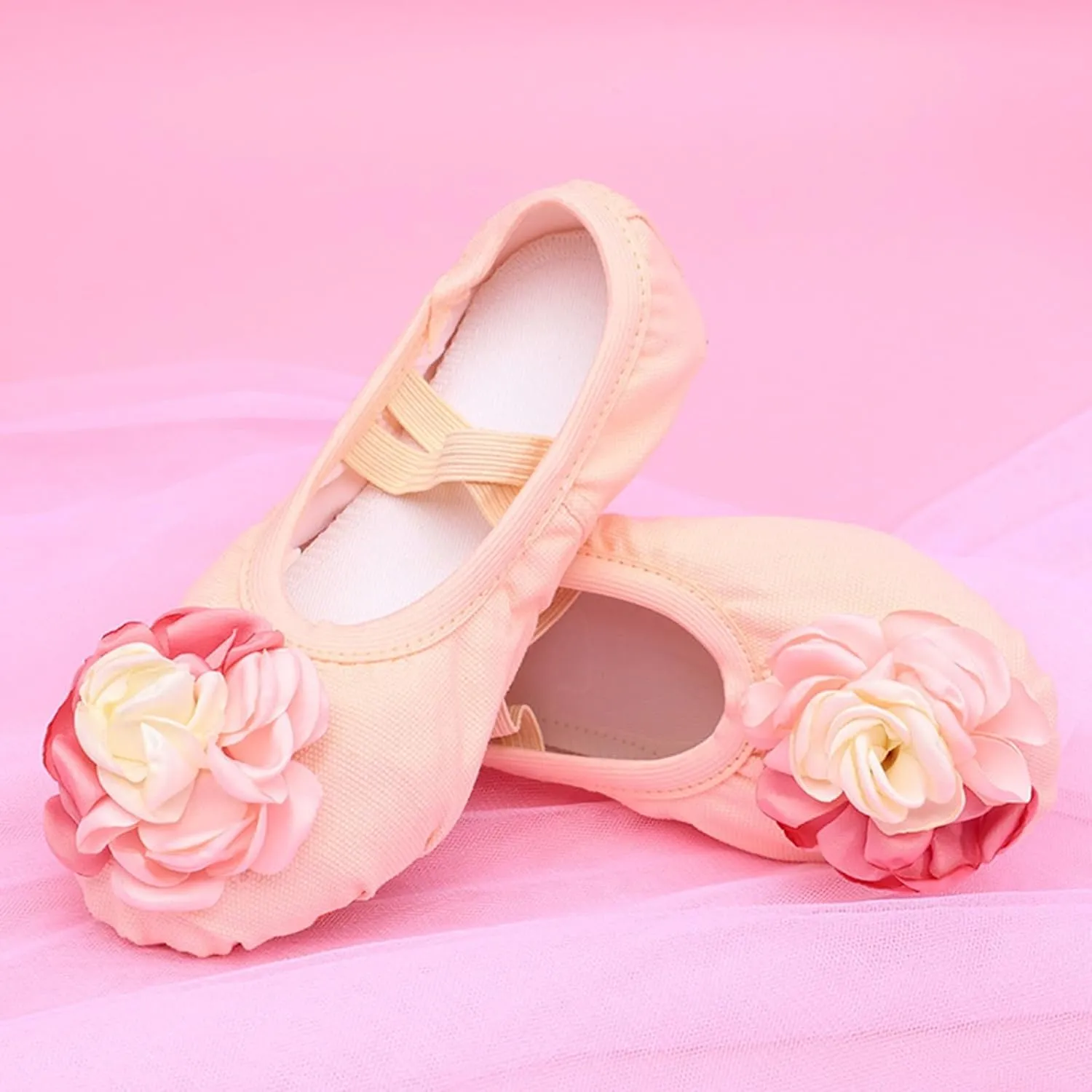 Girls Ballet Shoes Elegant Cute Floral Dance Slippers Toddler Kids Trendy Indoor Yoga Dancing Performance Shoes