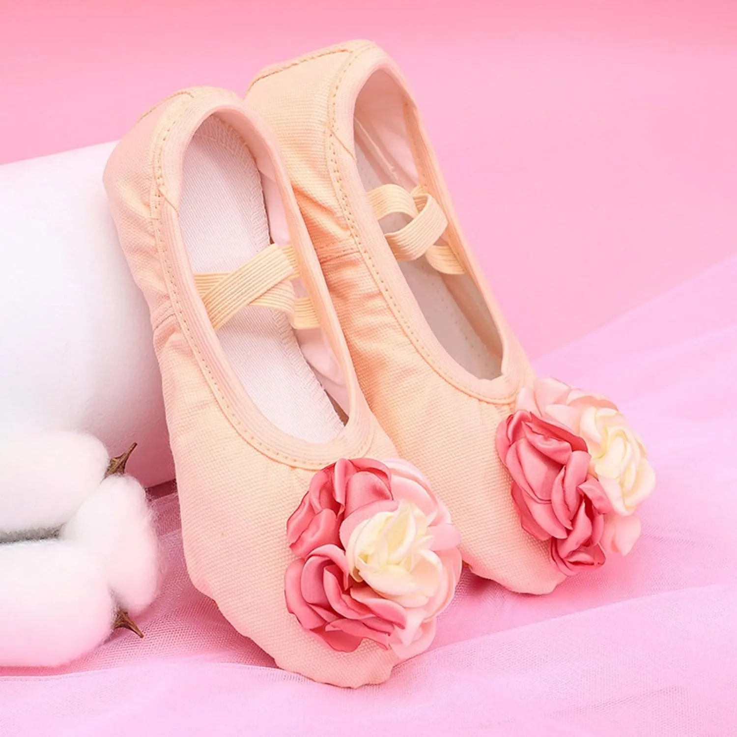 Girls Ballet Shoes Elegant Cute Floral Dance Slippers Toddler Kids Trendy Indoor Yoga Dancing Performance Shoes