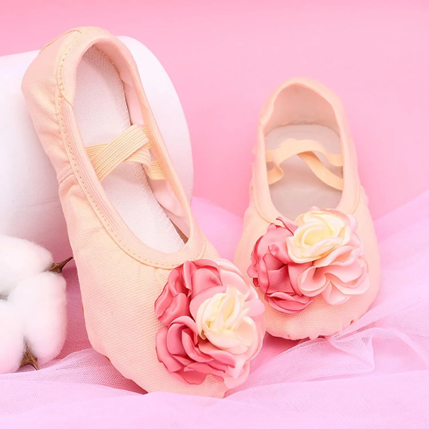 Girls Ballet Shoes Elegant Cute Floral Dance Slippers Toddler Kids Trendy Indoor Yoga Dancing Performance Shoes
