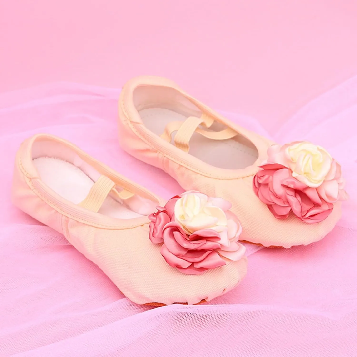 Girls Ballet Shoes Elegant Cute Floral Dance Slippers Toddler Kids Trendy Indoor Yoga Dancing Performance Shoes