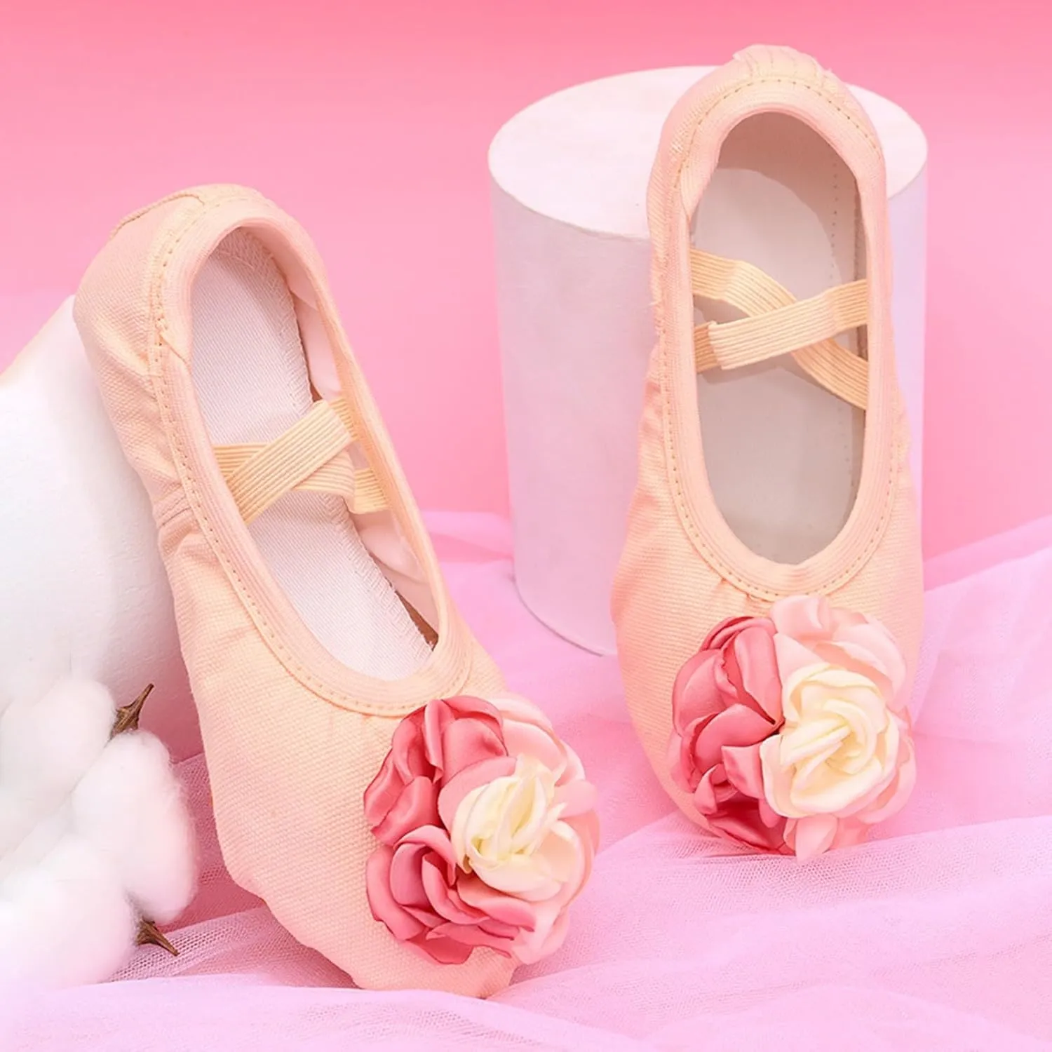 Girls Ballet Shoes Elegant Cute Floral Dance Slippers Toddler Kids Trendy Indoor Yoga Dancing Performance Shoes