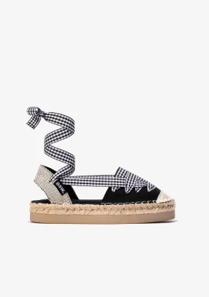 Girl's Black Espadrilles Canvas B&W