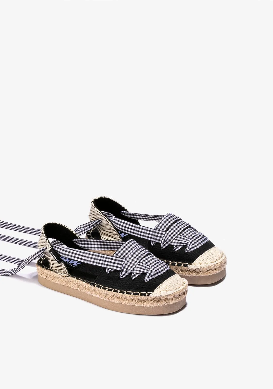 Girl's Black Espadrilles Canvas B&W