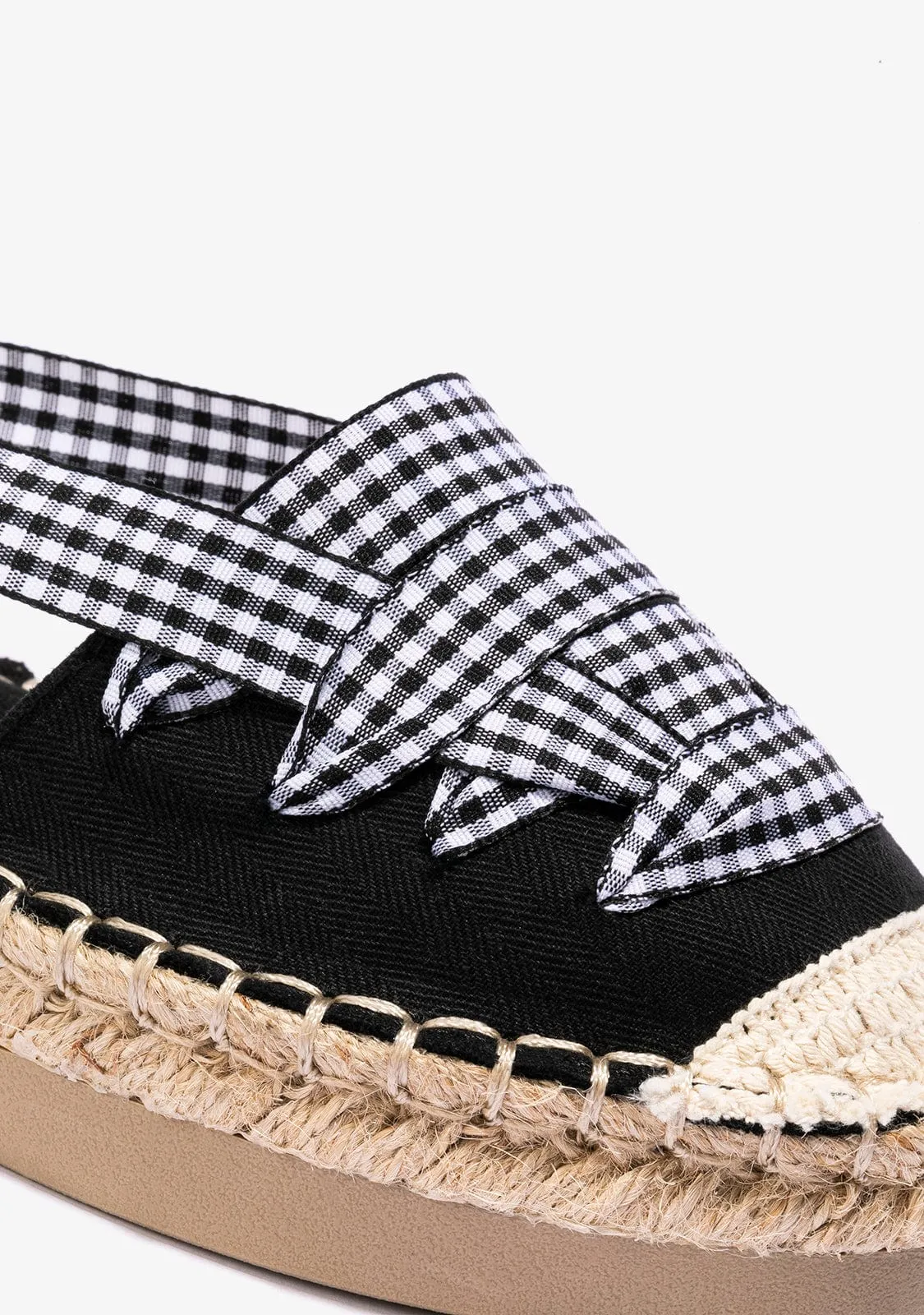 Girl's Black Espadrilles Canvas B&W
