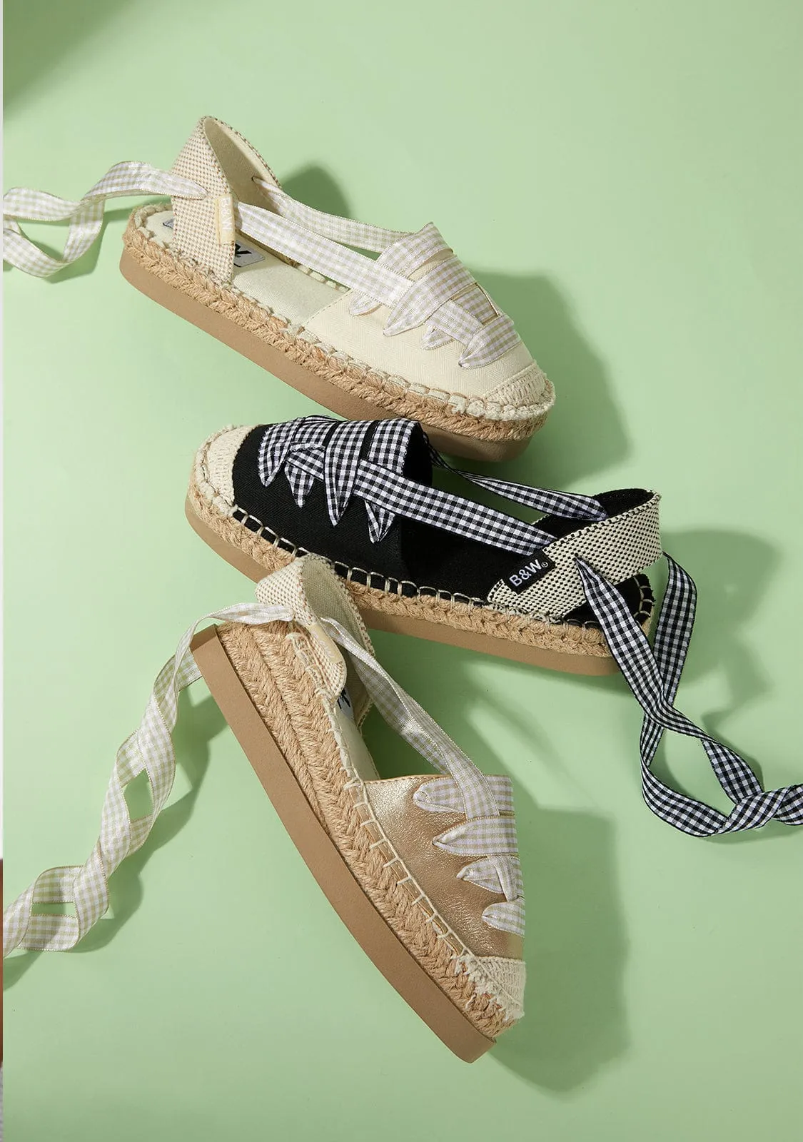 Girl's Black Espadrilles Canvas B&W