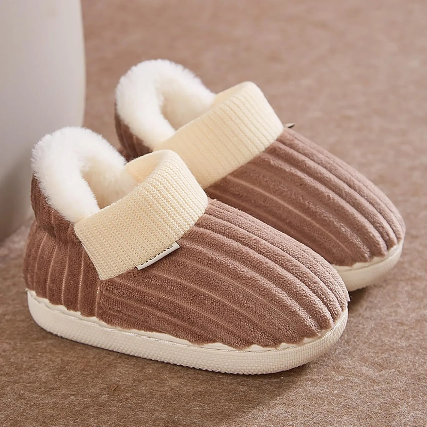 Girl's Cute House Slippers Memory Foam Indoor Elastic Cotton Slippers Comfy Fuzzy Knitted Slip On Anti-Slip Shoes