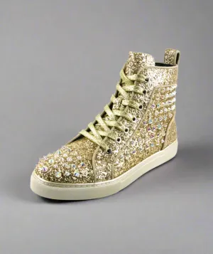 Gold Glitter Diamond Spikes Encore by Fiesso