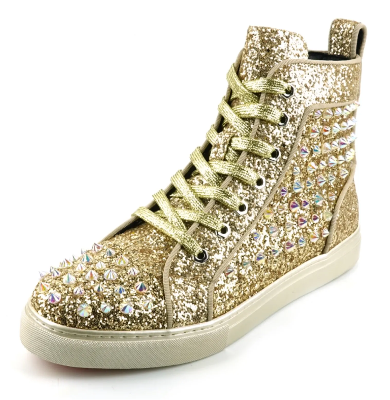 Gold Glitter Diamond Spikes Encore by Fiesso
