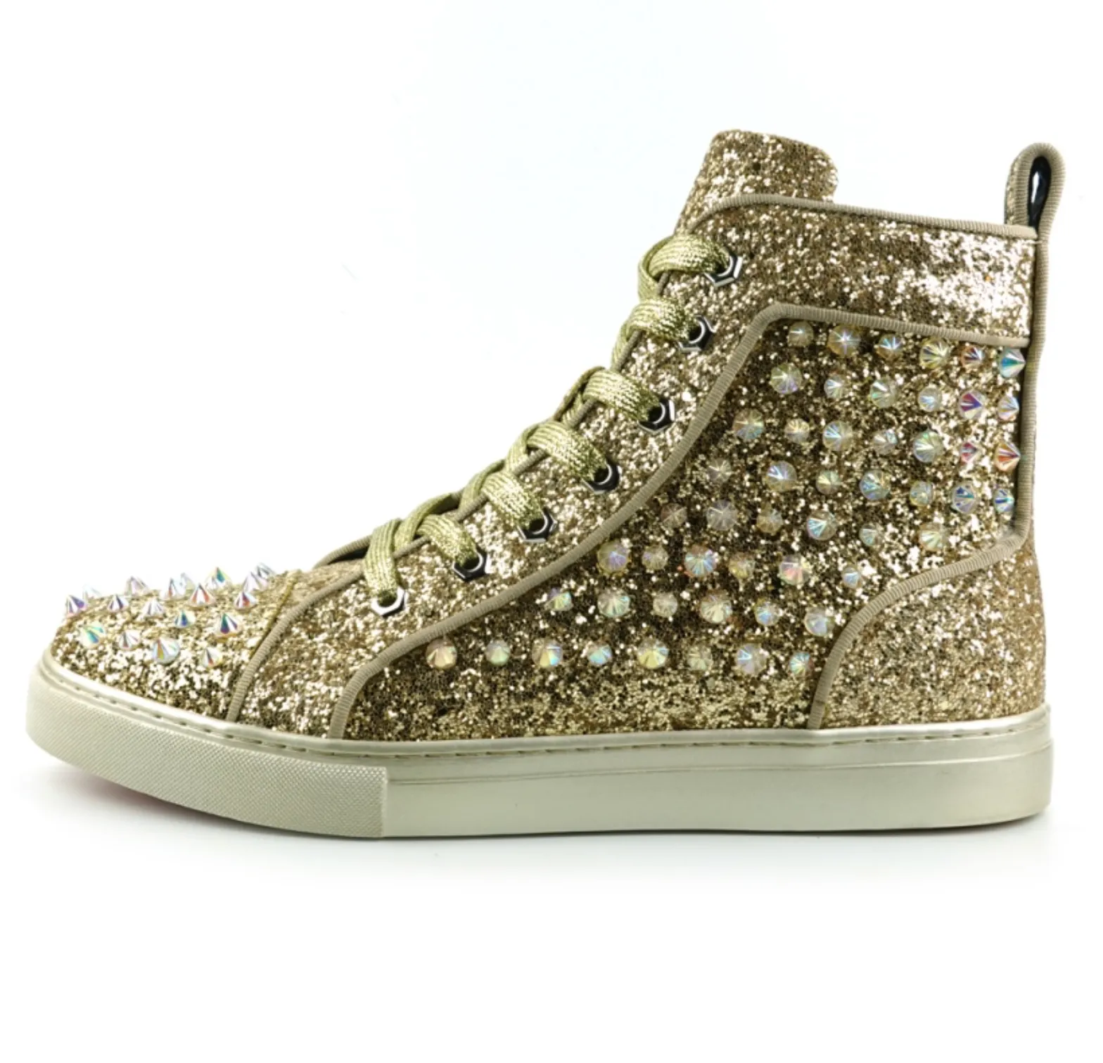 Gold Glitter Diamond Spikes Encore by Fiesso