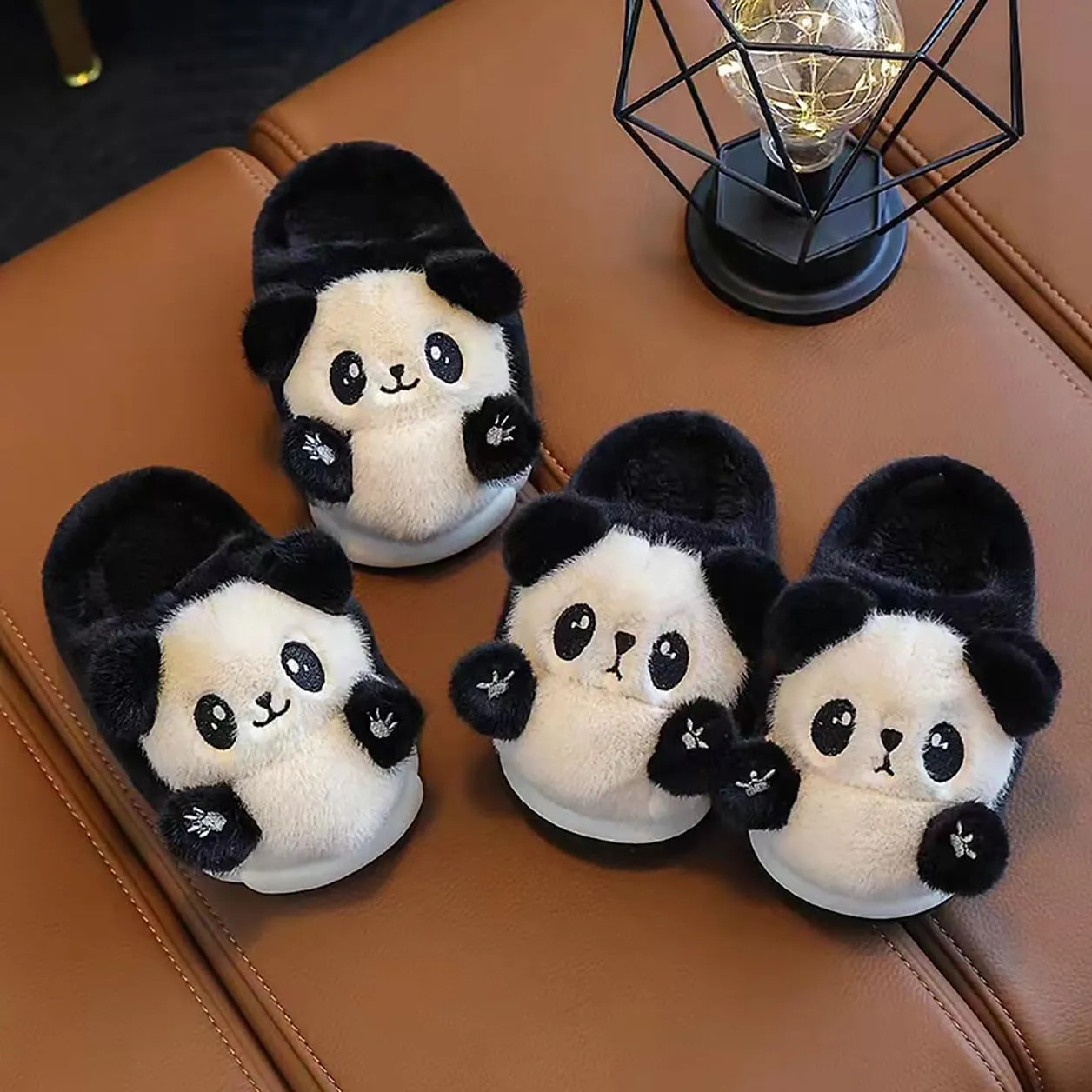 HANDKEI Women's bear slippers, animal slippers, home and indoor plush slippers