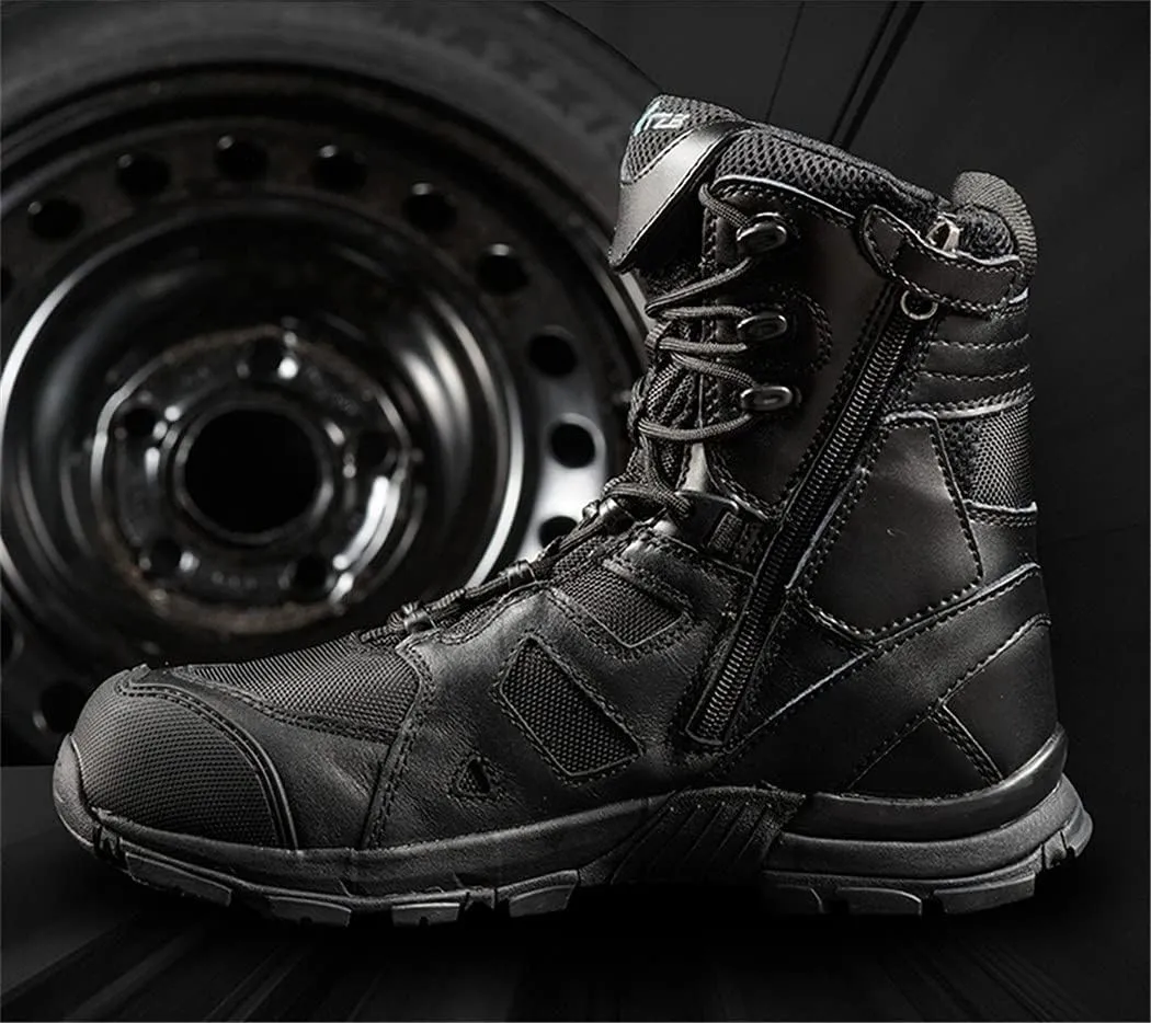 High Tube Leather Mesh Breathable Combat Boot, Military Tactical Non-Slip Boots, Outdoor Climbing Desert Hiking Shoes