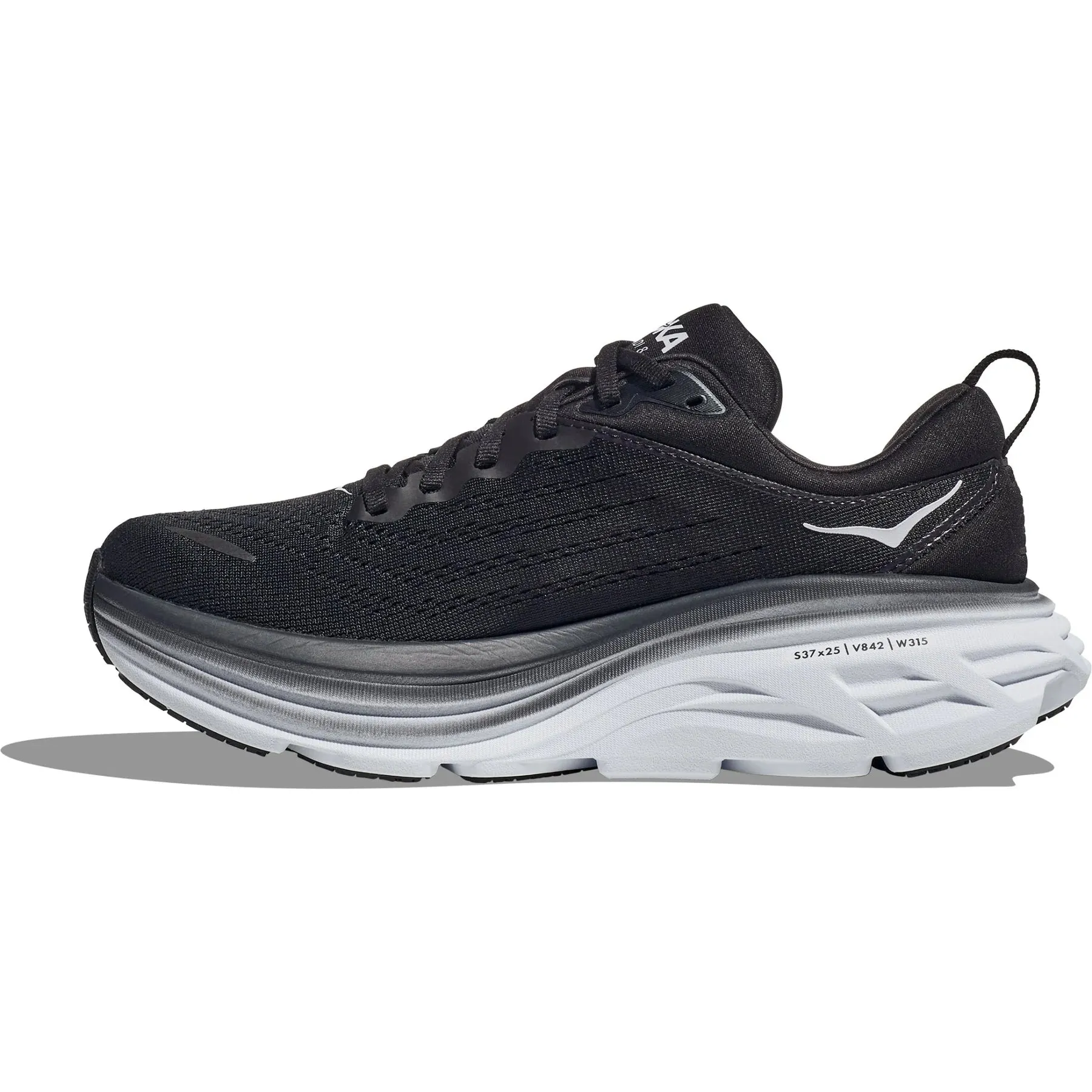 Hoka Mens Bondi 8 (D) Running Shoe - Black/White