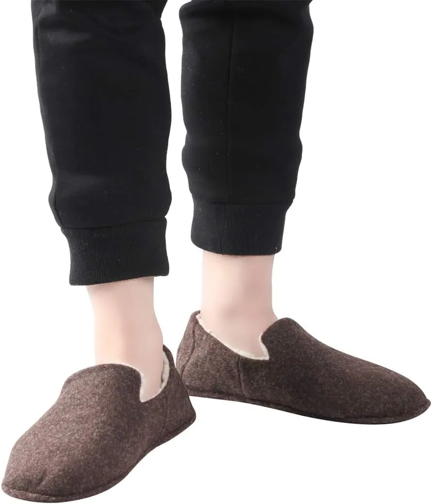 Home Slipper Men's Slippers Casual Fleece Moccasin Slippers Indoor Anti-Slip House Shoes