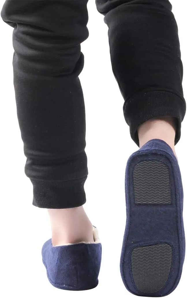 Home Slipper Men's Slippers Casual Fleece Moccasin Slippers Indoor Anti-Slip House Shoes