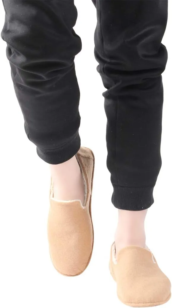 Home Slipper Men's Slippers Casual Fleece Moccasin Slippers Indoor Anti-Slip House Shoes