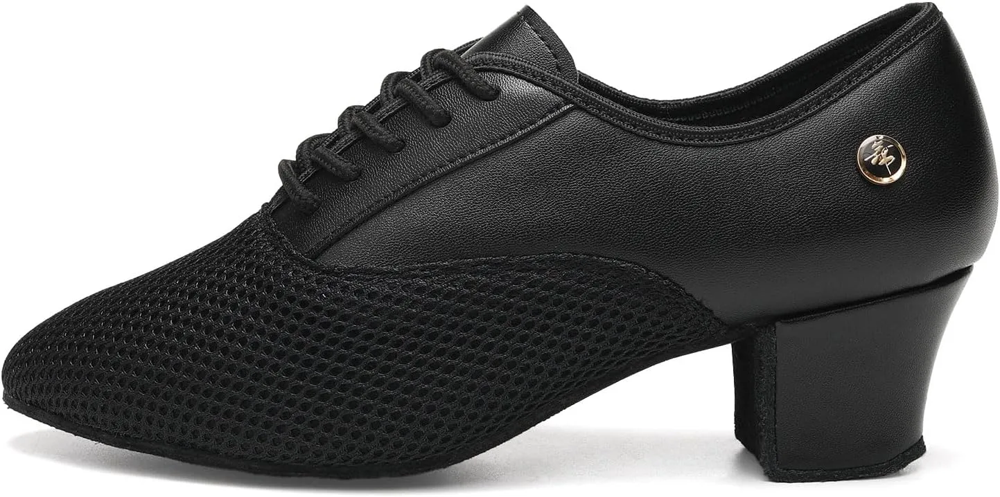 HROYL Women Ballroom Dance Shoes Lace-up Latin Salsa Rhythm Modern Teaching Practice Performance Dancing Shoes