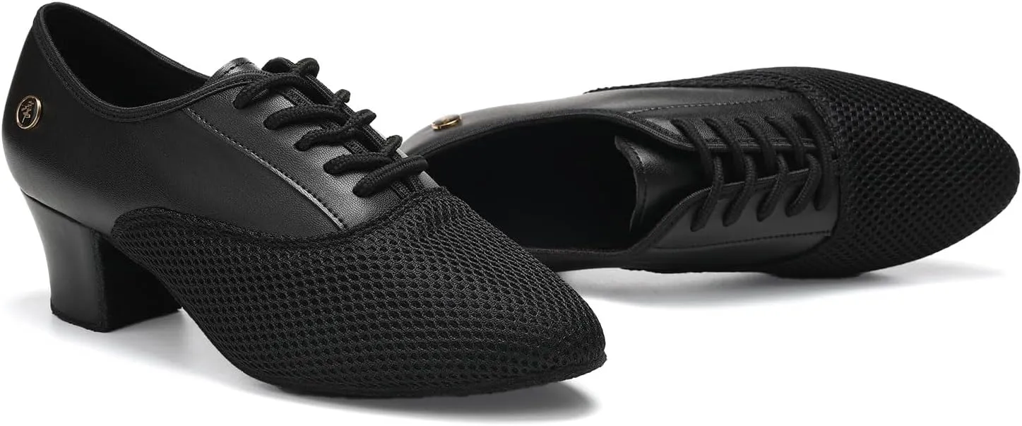HROYL Women Ballroom Dance Shoes Lace-up Latin Salsa Rhythm Modern Teaching Practice Performance Dancing Shoes