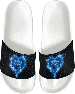 HUGS IDEA Womens Shower Slippers Slip on House Slide Sandals with Non Slip Rubber Sole Slide Flip-flops