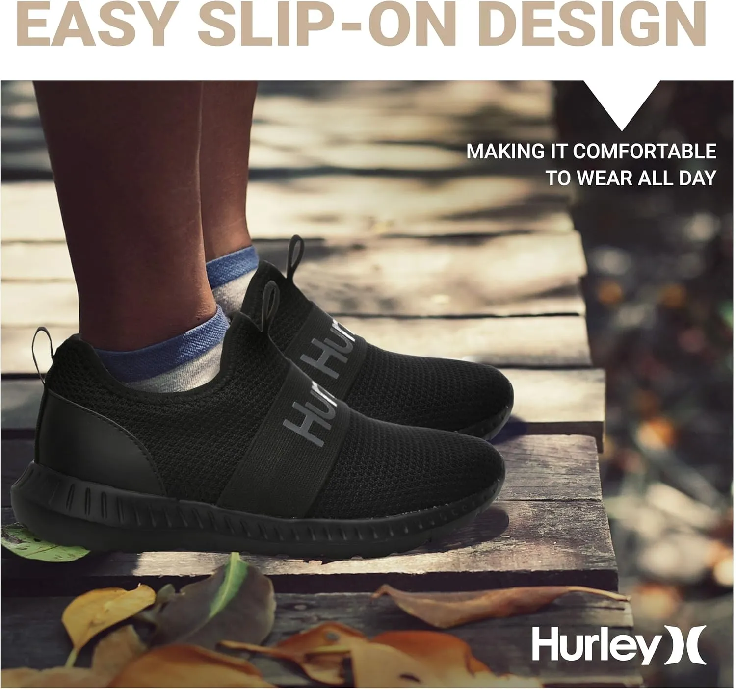 Hurley Camby Kids Slip On Canvas Sneakers ?C Low Cut Skateboarding Shoes for Kids, Running, Walking, Breathable Sports Shoes for Boys and Girls