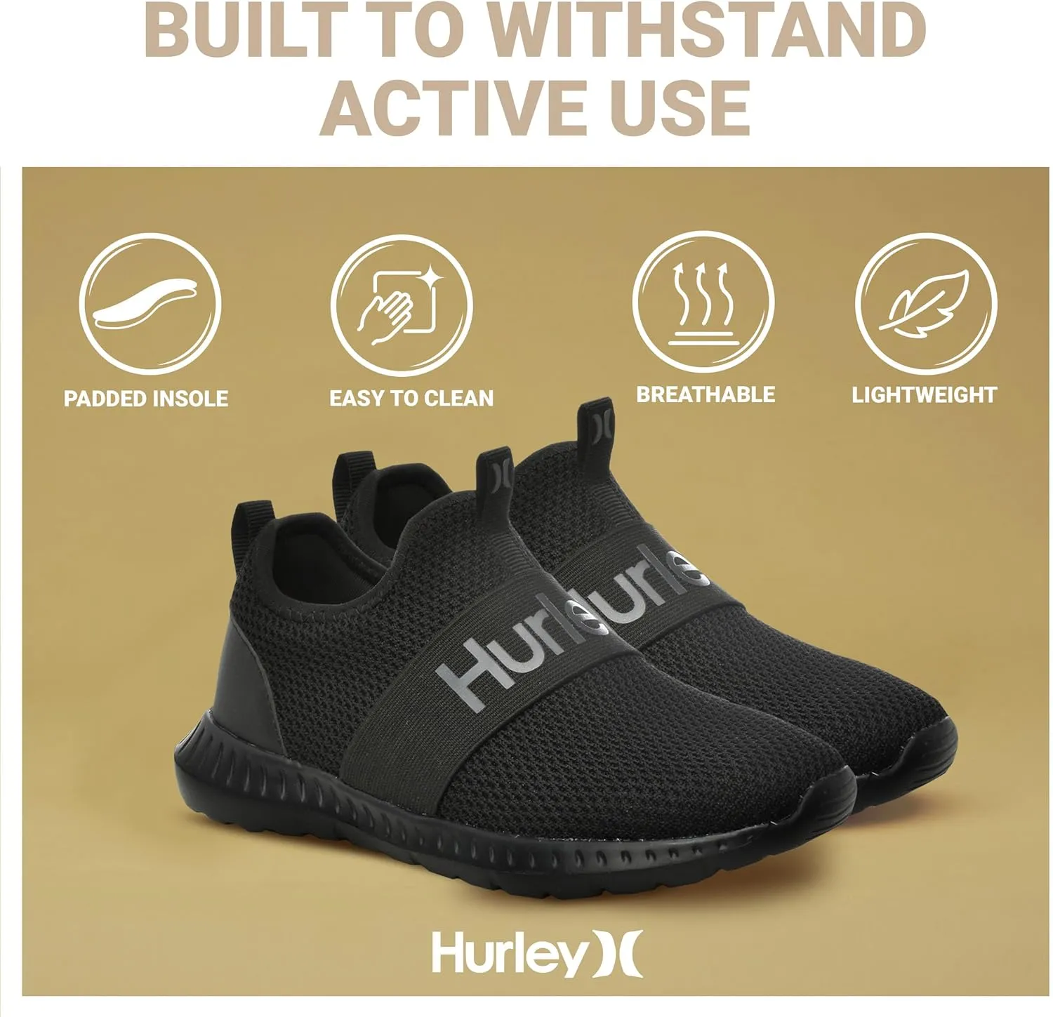 Hurley Camby Kids Slip On Canvas Sneakers ?C Low Cut Skateboarding Shoes for Kids, Running, Walking, Breathable Sports Shoes for Boys and Girls