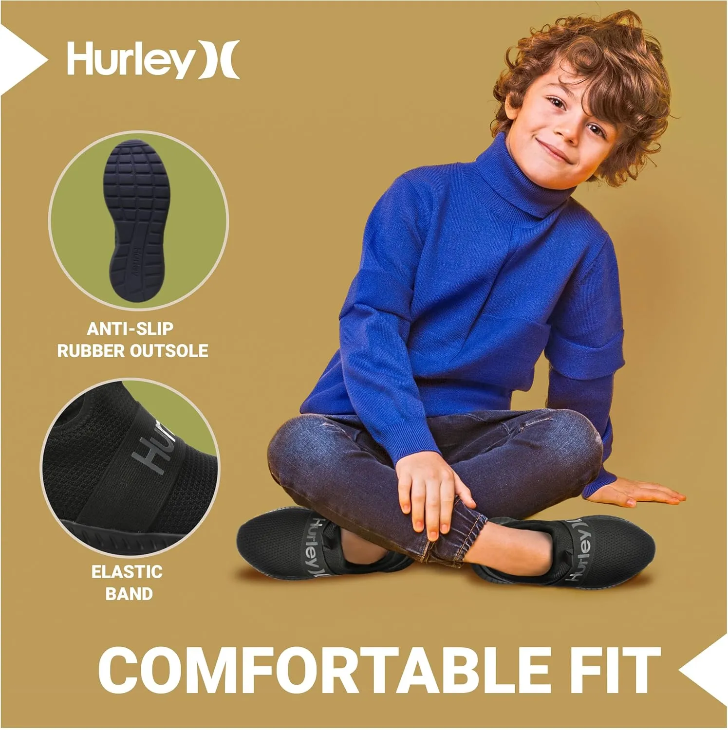 Hurley Camby Kids Slip On Canvas Sneakers ?C Low Cut Skateboarding Shoes for Kids, Running, Walking, Breathable Sports Shoes for Boys and Girls