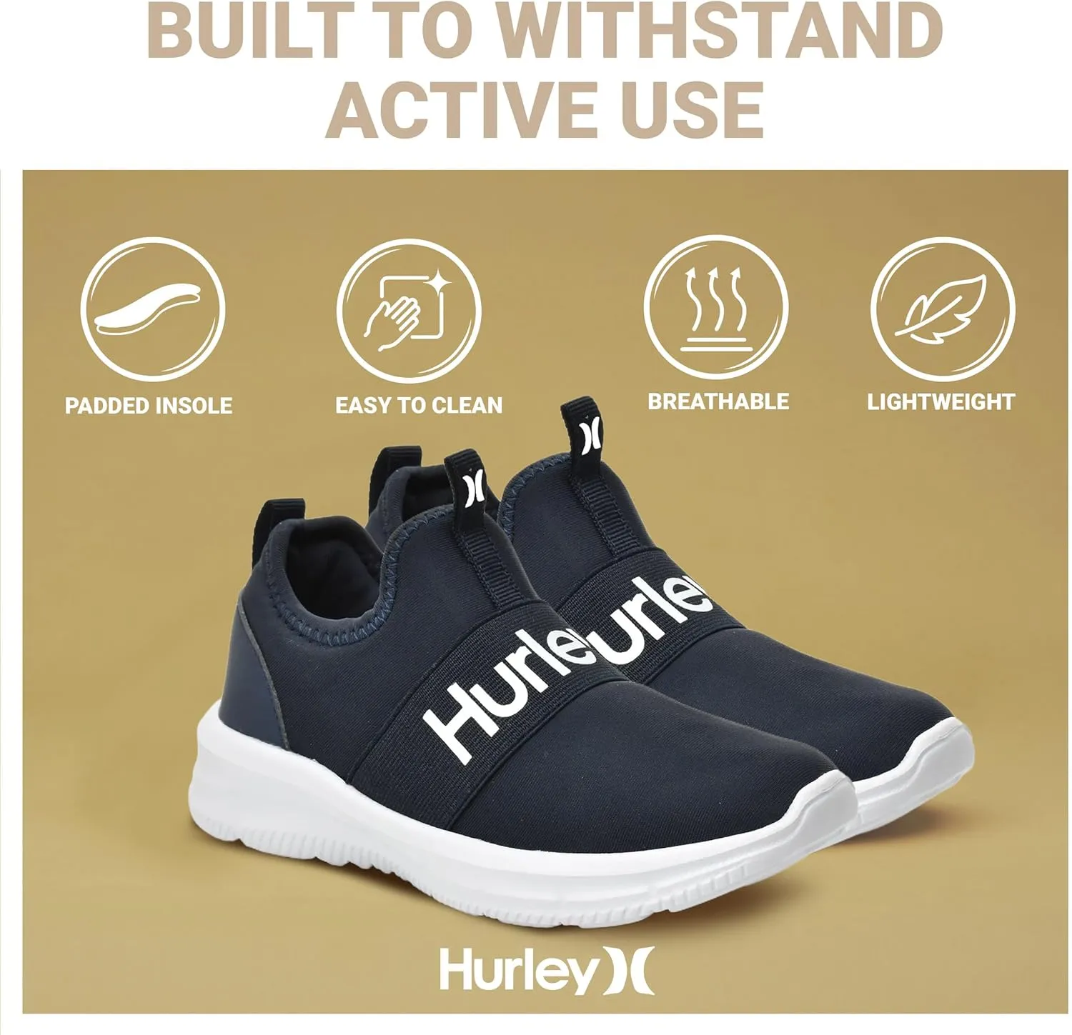 Hurley Camby Kids Slip On Canvas Sneakers ??Low Cut Skateboarding Shoes for Kids, Running, Walking, Breathable Sports Shoes for Boys and Girls
