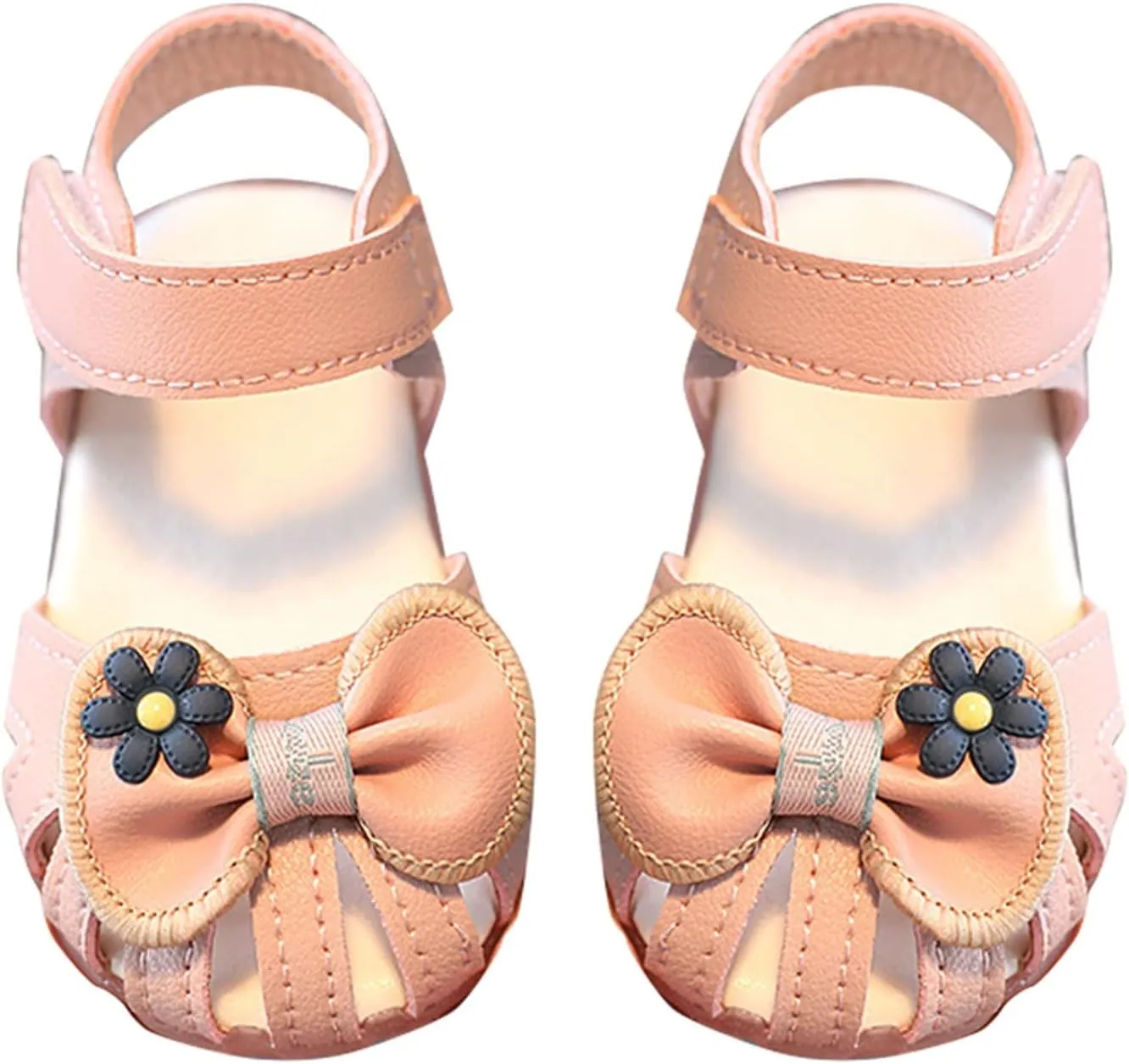 Infant Baby Girls Closed Toe First Walking Sandals Bowknot Soft Sole Anti Slip Princess Wedding Party Dress Shoes