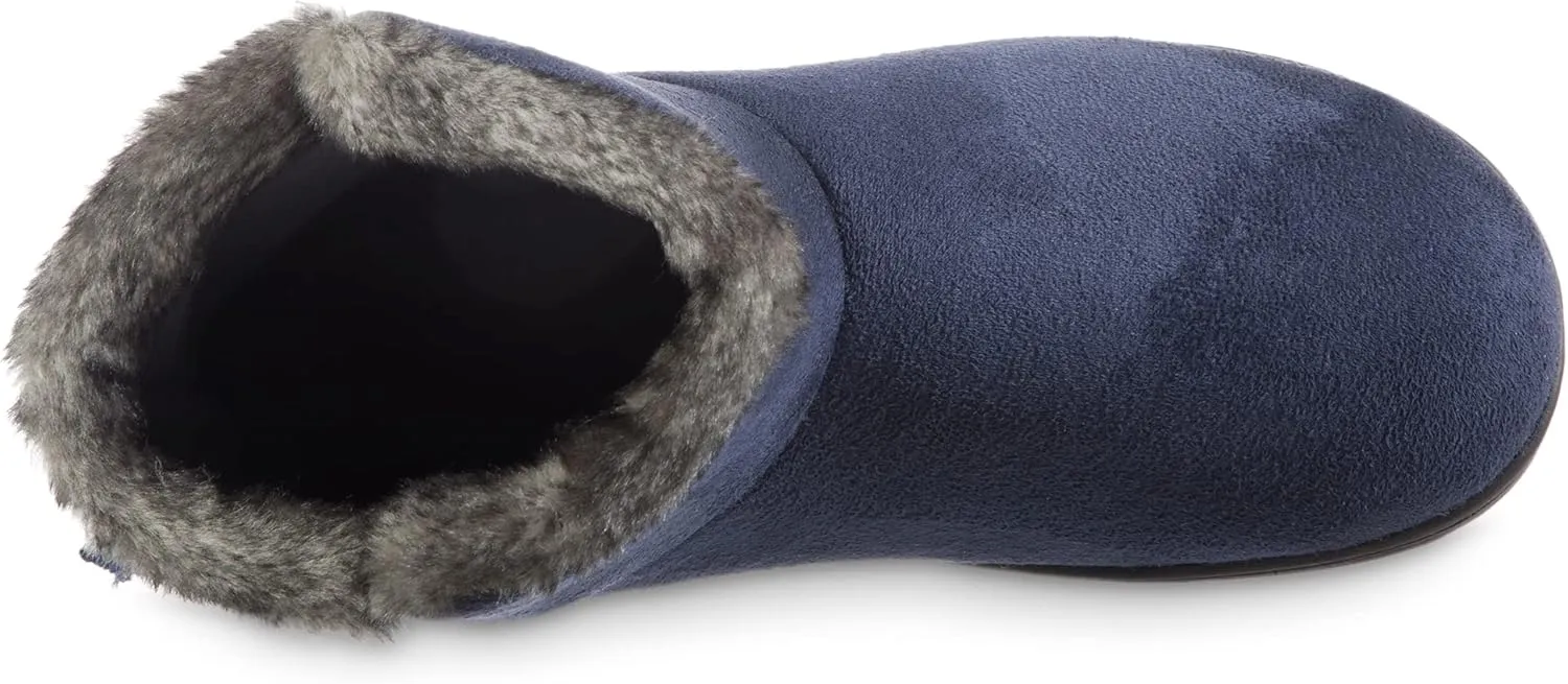 isotoner Women's Microsuede Mallory Bootie Slippers with Bow