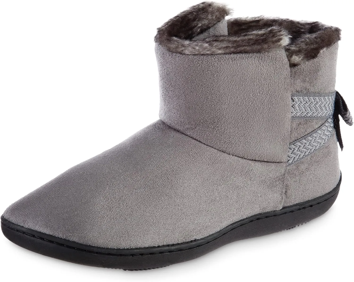 isotoner Women's Microsuede Mallory Bootie Slippers with Bow