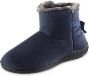 isotoner Women's Microsuede Mallory Bootie Slippers with Bow