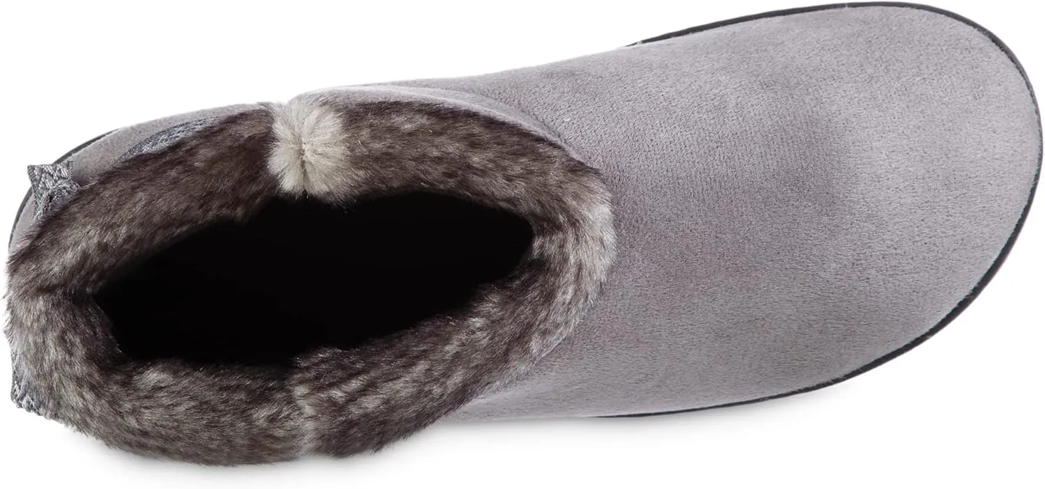 isotoner Women's Microsuede Mallory Bootie Slippers with Bow