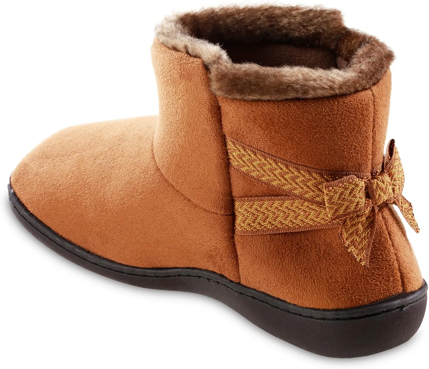 isotoner Women's Microsuede Mallory Bootie Slippers with Bow