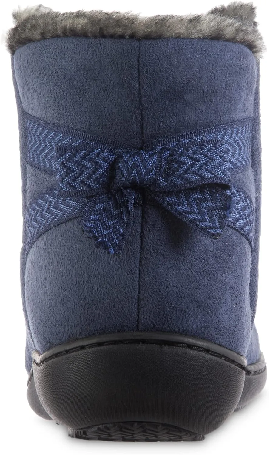 isotoner Women's Microsuede Mallory Bootie Slippers with Bow