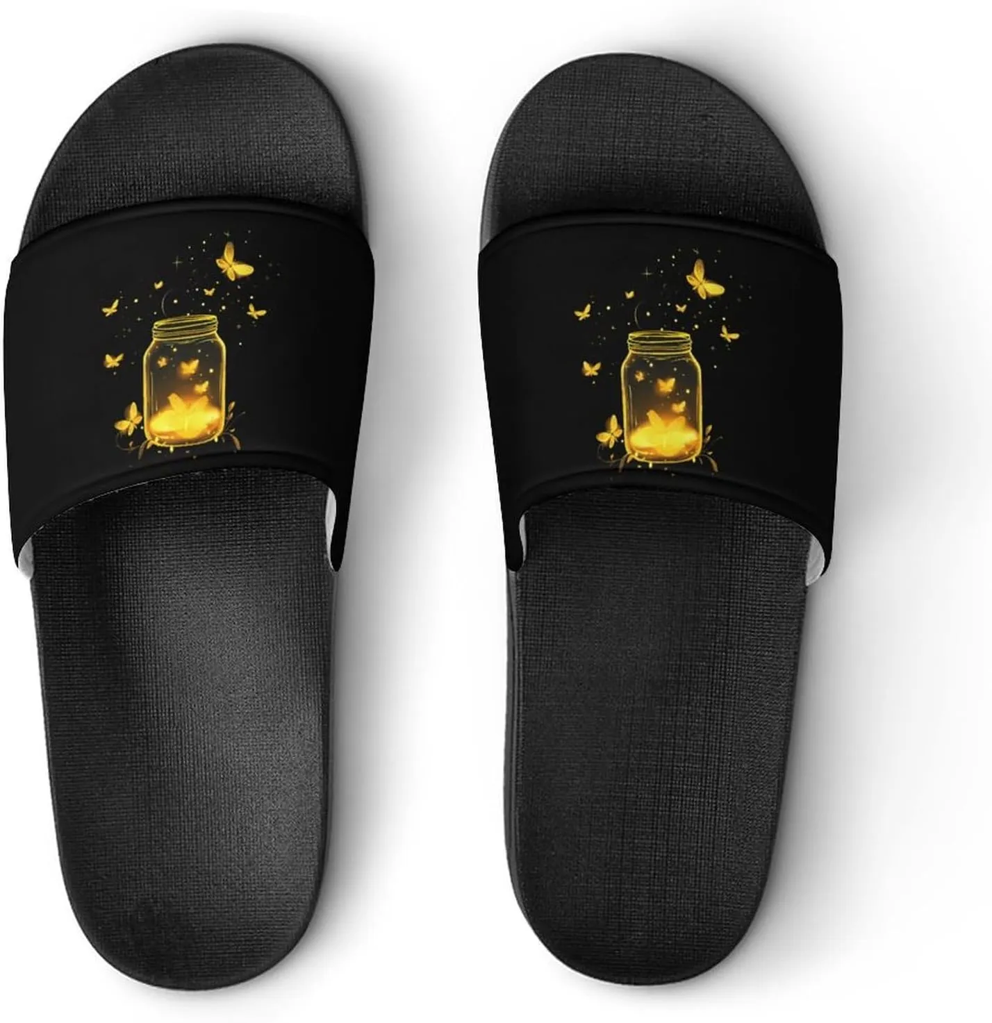 Jar Fireflies Slippers for Women Men Anti-Slip Shower Slides Open Toe Slippers for Home Outdoor Beach