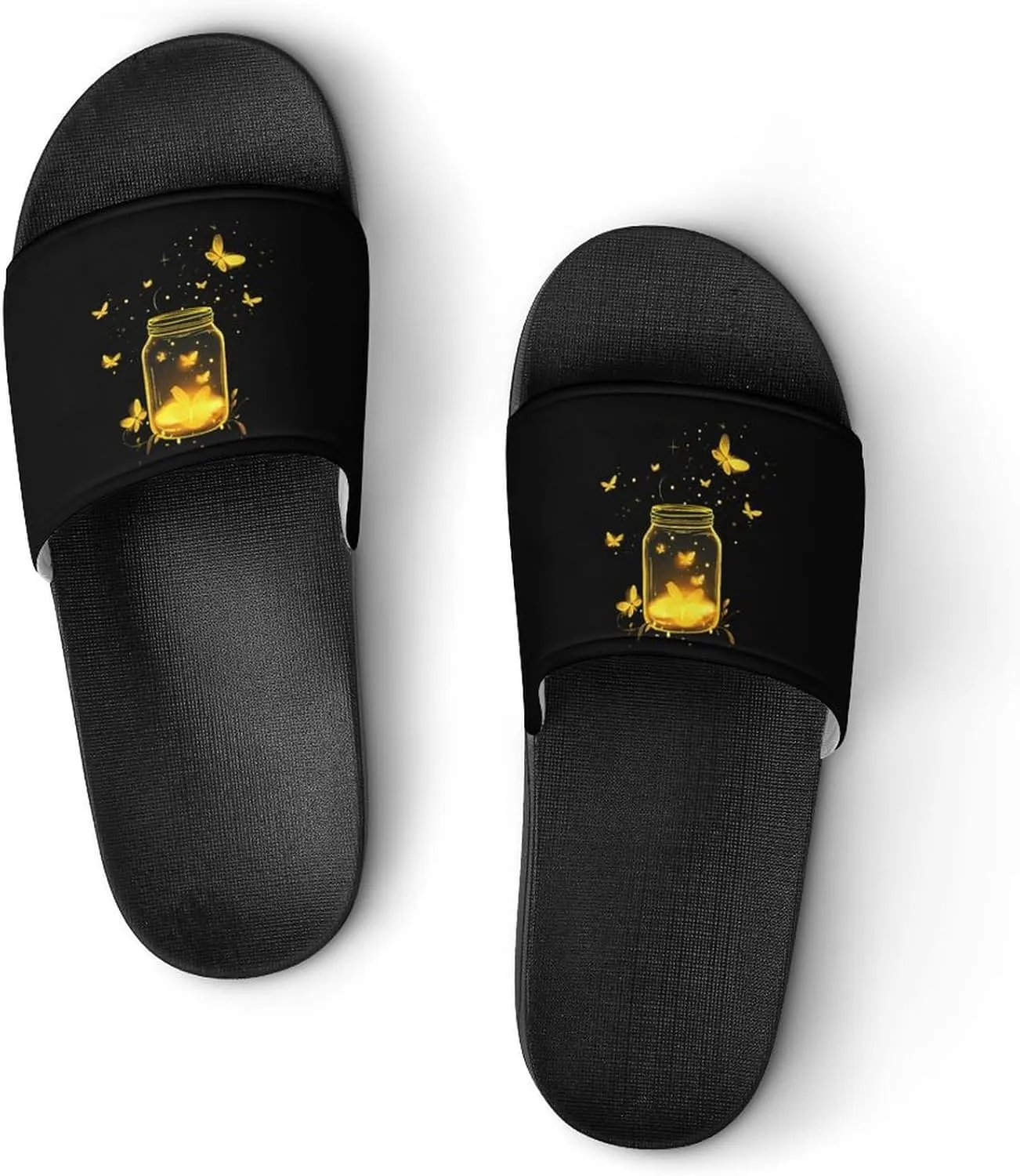 Jar Fireflies Slippers for Women Men Anti-Slip Shower Slides Open Toe Slippers for Home Outdoor Beach