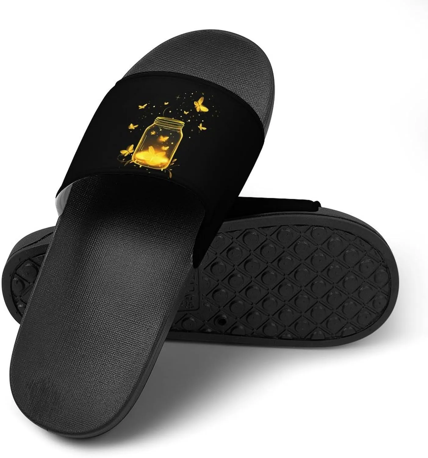 Jar Fireflies Slippers for Women Men Anti-Slip Shower Slides Open Toe Slippers for Home Outdoor Beach