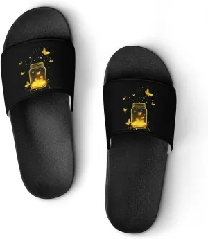 Jar Fireflies Slippers for Women Men Anti-Slip Shower Slides Open Toe Slippers for Home Outdoor Beach