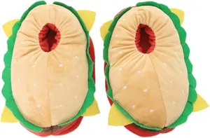 Joyshop Unisex Novelty Cute Plush Hamburger Slippers Adult Anti Slip Loafers