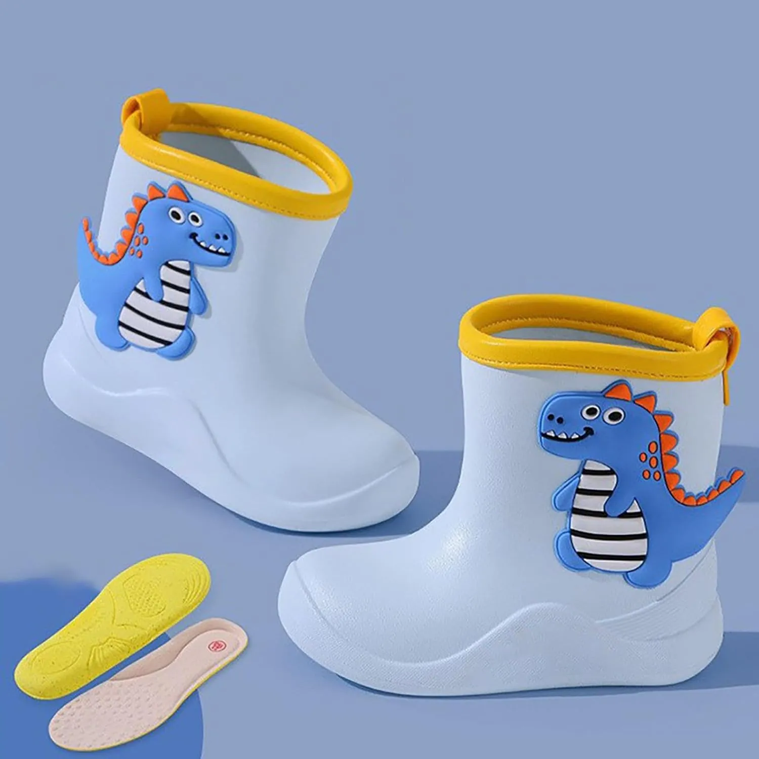 Kids Children Rain Boots Boys Girls Cartoo?? Dinosaur Waterproo?? Shoes Non Slip Rubber Rain Boots For Toddler Boys