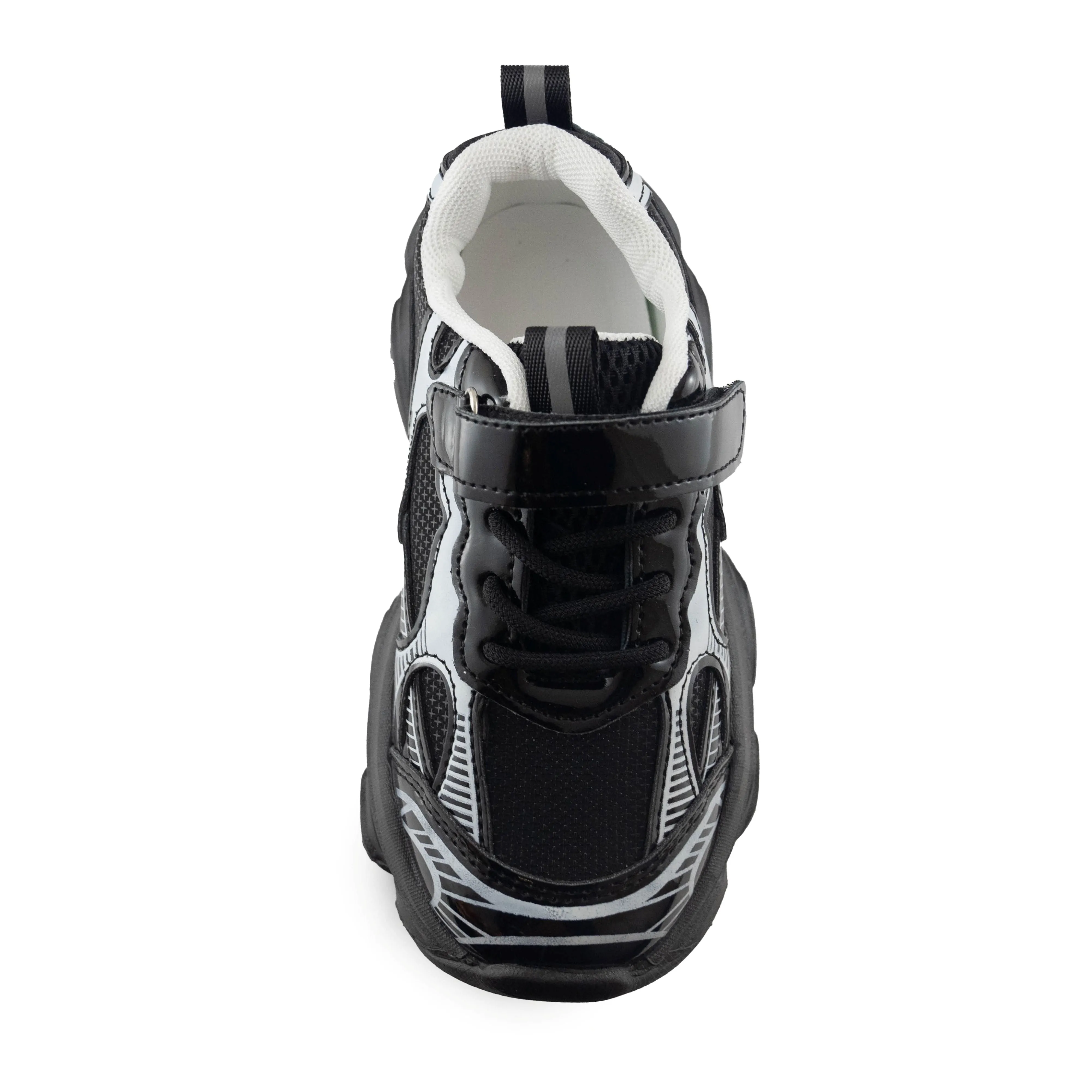 Kids' Chunky Sneakers – 128 Black & Silver Lightweight Shoes
