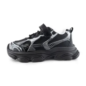 Kids' Chunky Sneakers – 128 Black & Silver Lightweight Shoes