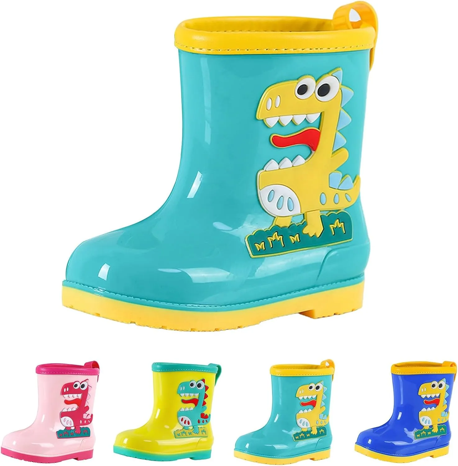 Kids Dinosaur Rain Boots Rubber Waterproof Toddler Rain Boots Cute Cartoon Boys Girls Mud Boots Water Shoes