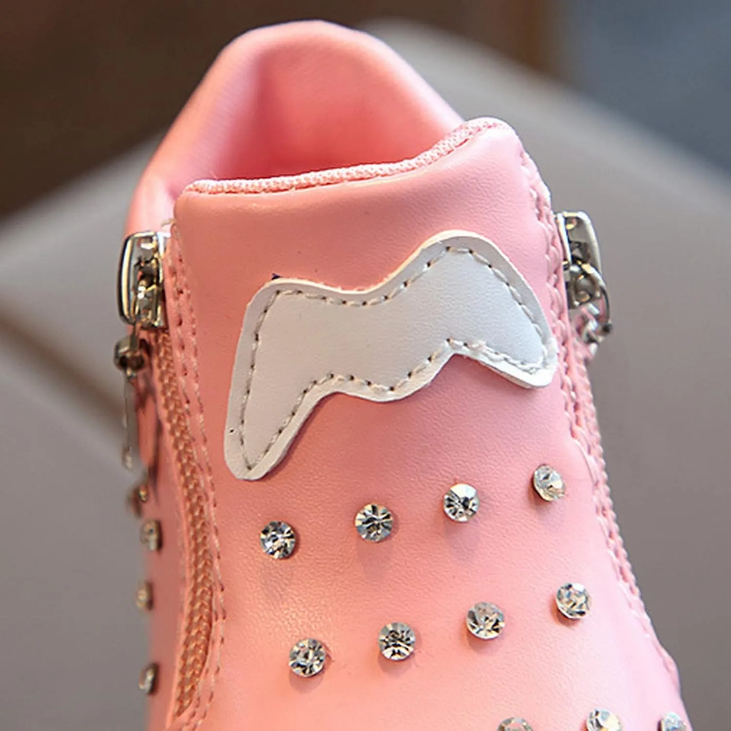 Kids Girls High Top Led Boots Diamond ??mbellished Anti-slip Sole Shoes Toddler Zipper Light up Snow Boots