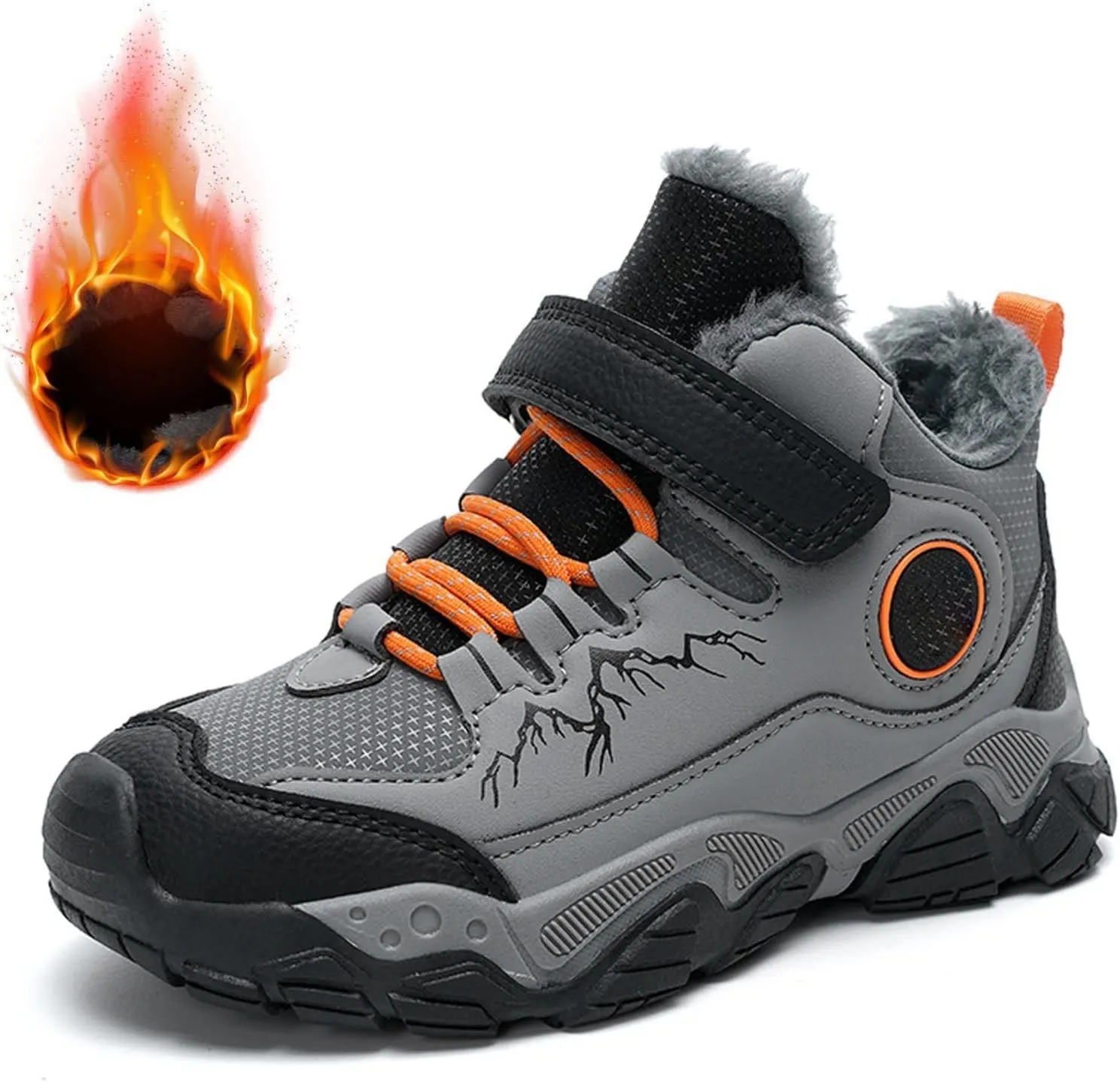 Kids Hiking Boots Boys Girls Winter Snow Sneaker Non Slip Warm Sports Shoes for Outdoor Walking Climbing Running