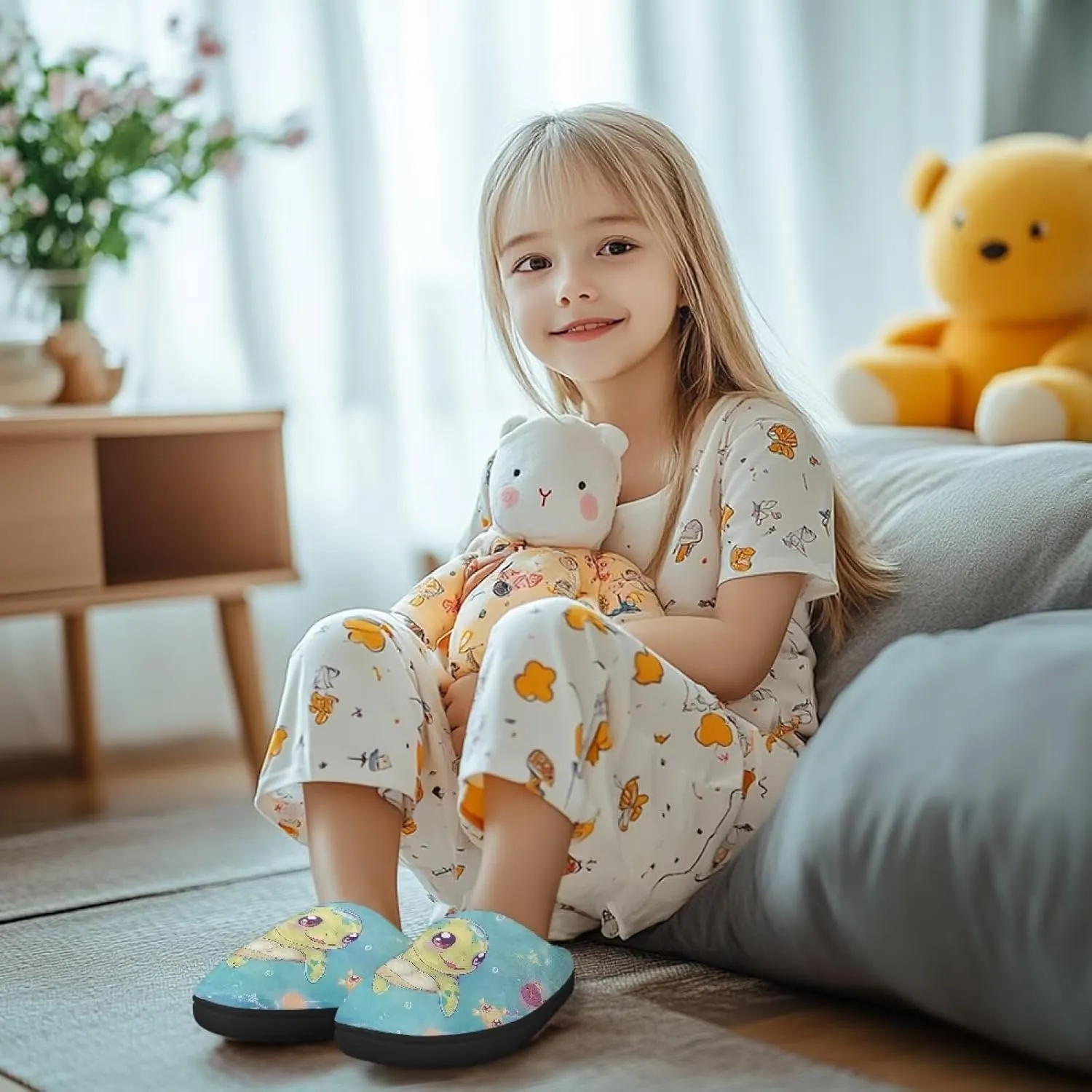 Kids Plush Slippers for Kids Anti-slip House Slippers Cozy Bedroom Slippers Winter House Shoes