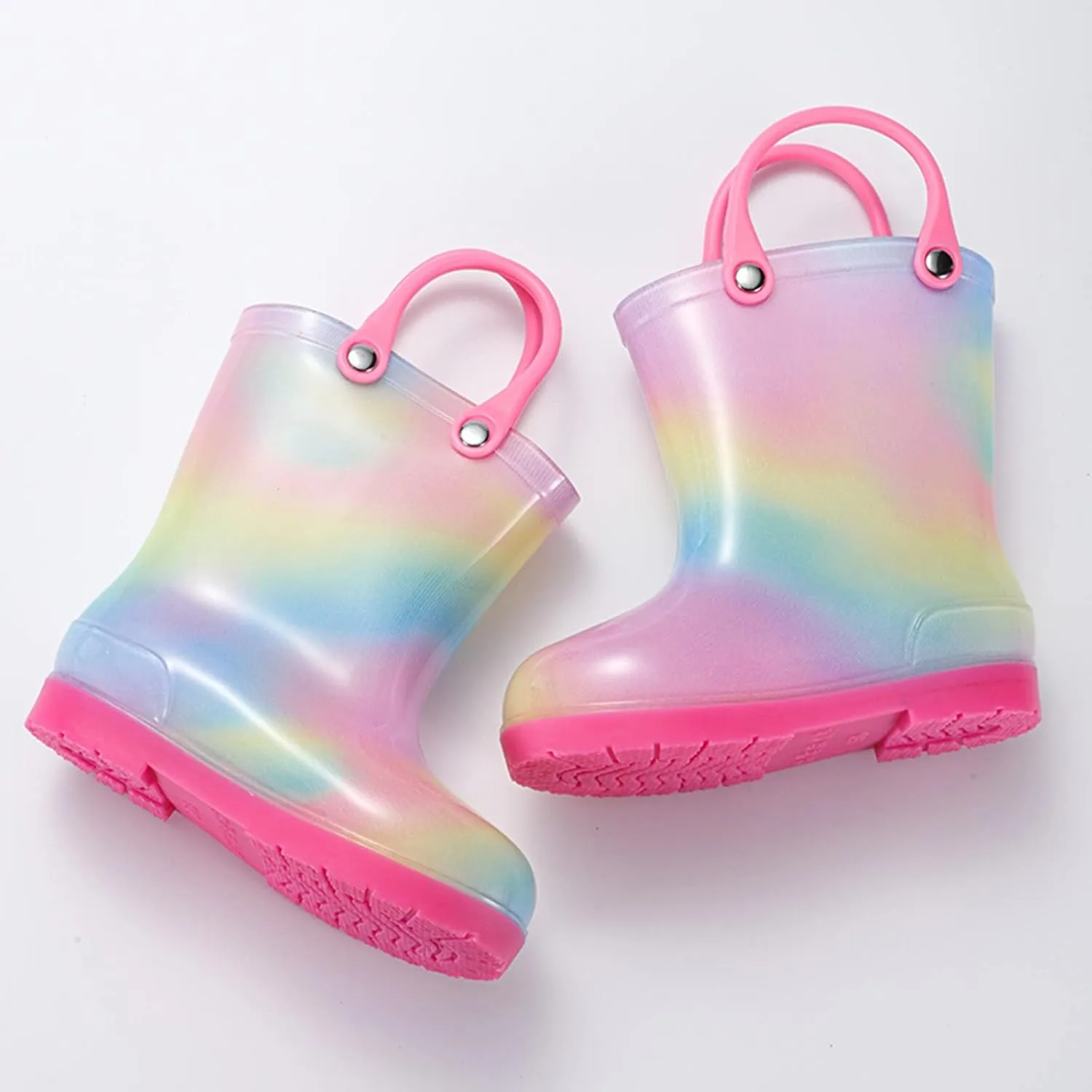 Kids Rain Boots Cartoon Bow Rainbow Rain Boots Girls Infant Rain Water Fashion Casual Boots Girl Ankle Boots